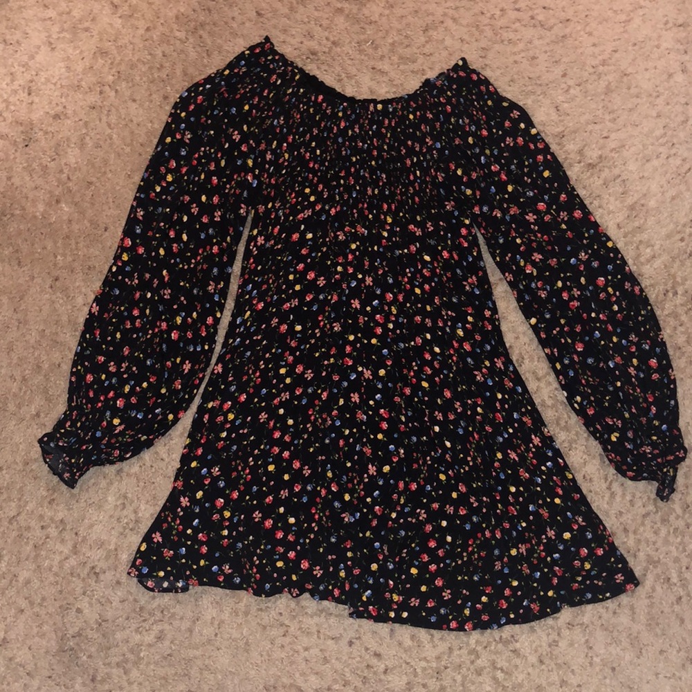 Floral print off the shoulder dress